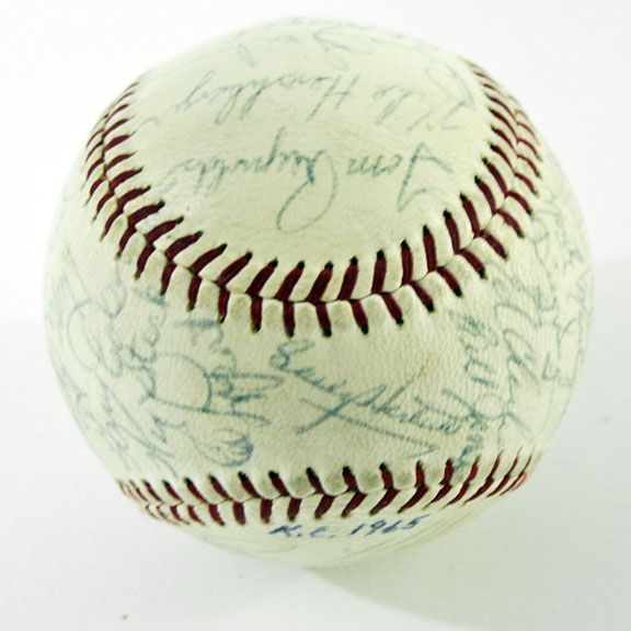 1965 Kansas City Athletics Team Signed Baseball (Satchel Paige)