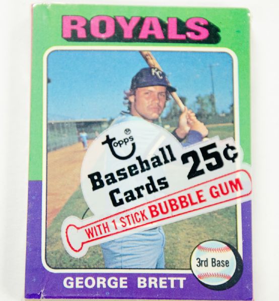 1975 Topps Unopened Cello Pack With Brett Rookie Showing