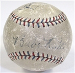Babe Ruth, Lou Gehrig, Bob Meusel, and Tony Lazzeri Signed Ball
