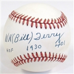 Bill Terry Signed Ball