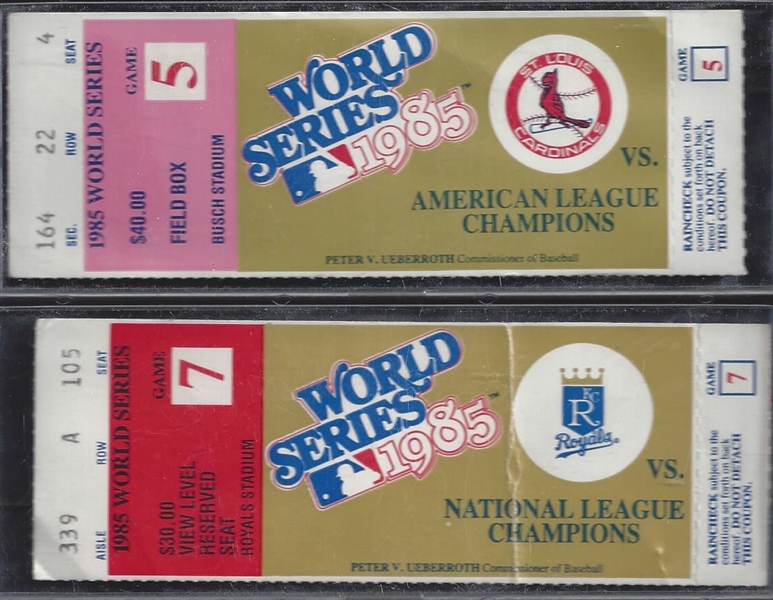 1985 WS Game 7 & 5 Tickets