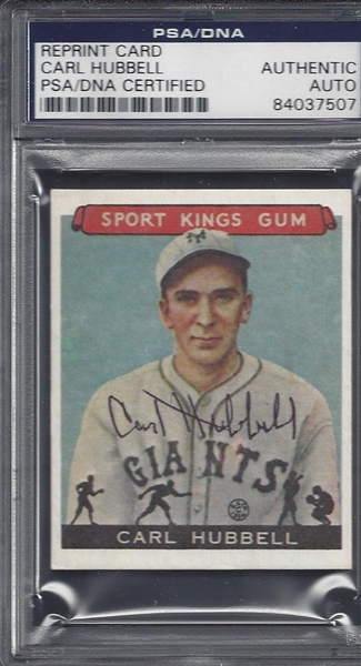 Carl Hubbell Signed PSA Card
