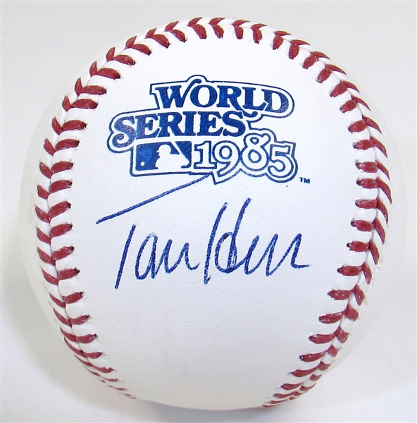 Tommy Herr Signed 1985 WS Ball & Card