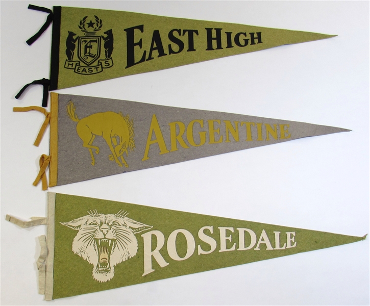 Rosedale-Argentine-East High School Lot of 3 Pennants. 