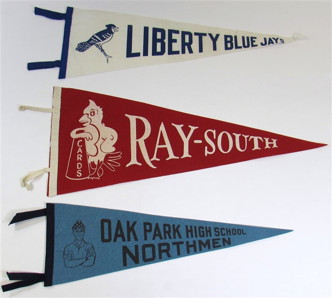 Oak Park-Liberty- Ray South High School Lot of 3 Pennants.