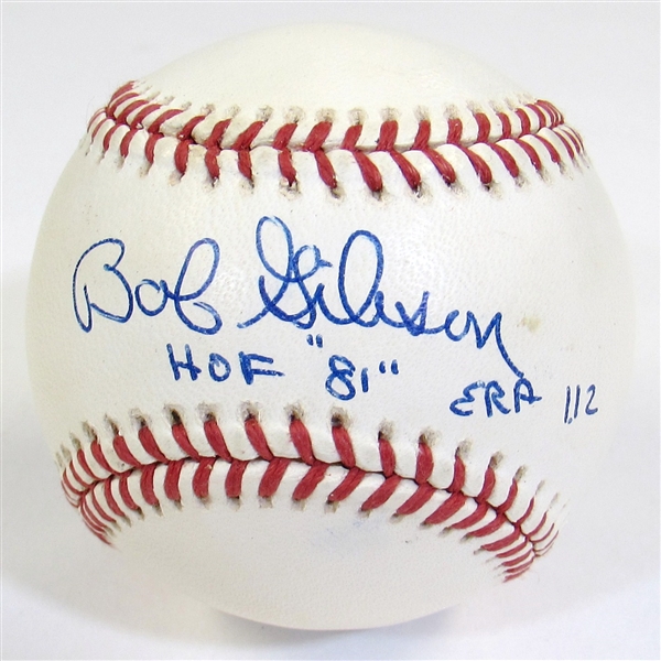 Bob Gibson Signed Ball HOF "81" ERA 1.12 