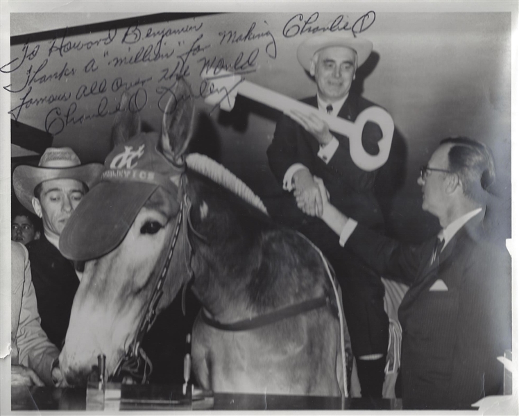 Charles O Finley Signed Charlie O the Mule Photo PSA