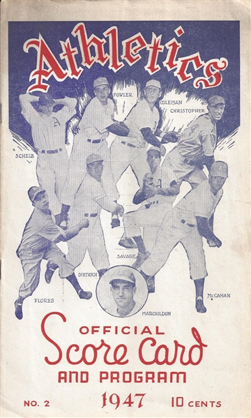 1947 Philadelphia Athletics Score Card and Program