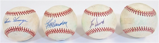 Lot of 4 Single Signed Balls of Closers (Gossage, Reardon, Smith, & M. Davis)