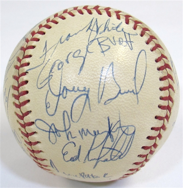 1973 Kansas City Royals Team Signed Baseball (Brett Rookie Year)