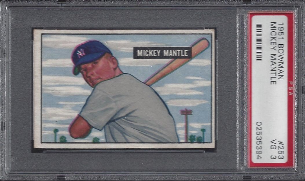1951 Bowman Mickey Mantle Rookie PSA 3