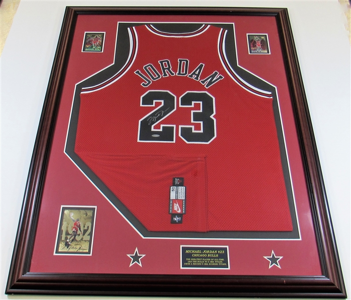 1997-98 Michael Jordan Signed Framed Jersey UDA