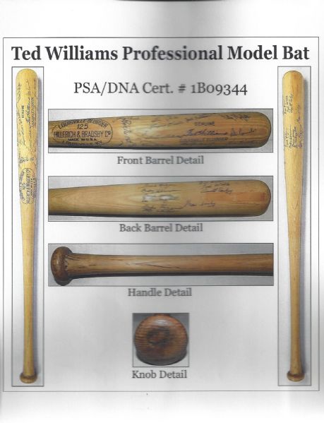 ted williams game used bat