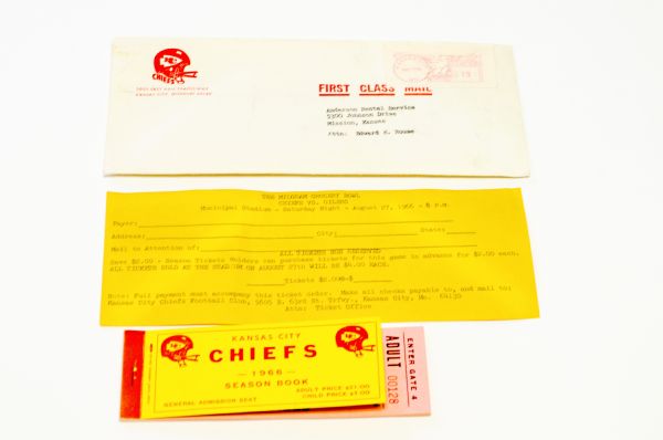 1966 Kansas City Chiefs Complete Season Tickets In Original Envelope