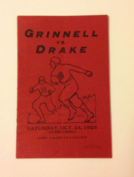 Rare 1925 Grinnell VS. Drake Football Homecoming Program