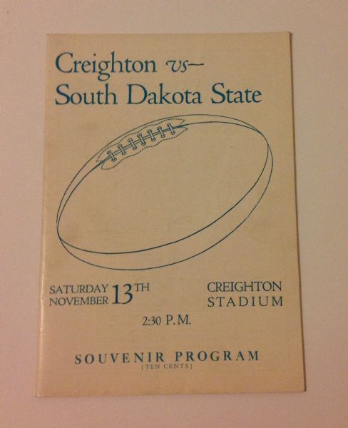 Rare 1926 Creighton Vs. South Dakota State Football Program Phog Allen Referee