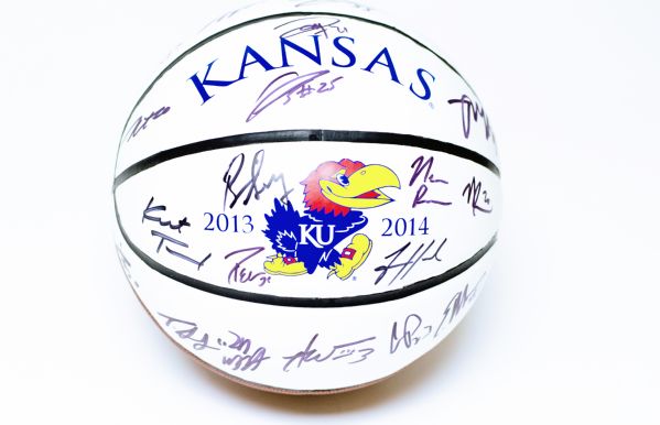 2013-14 Kansas Team Signed Basketball Williams Fund (Wiggins and Embid)