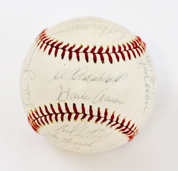 1975 Milwaukee Brewers Team Signed Baseball (Yount and Aaron)