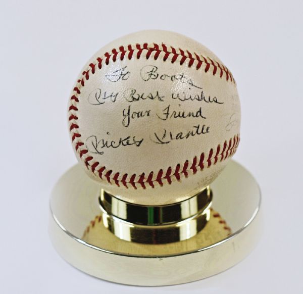 Vintage Mickey Mantle Single Signed Baseball Personalized