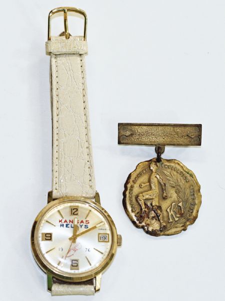 Kansas University Relays 1976 Commemorative Watch & 1918 medal