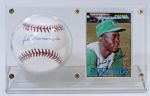 Blue Moon Odom Sigle Signed Baseball & 1967 Topps Display
