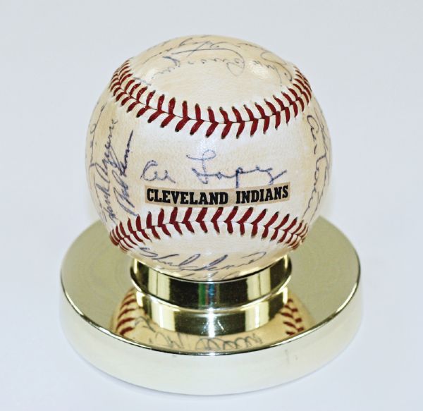 1956 Cleveland Indians Team Signed Baseball
