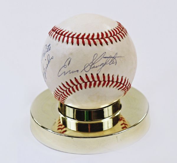 Enos Slaughter Single Signed Baseball Personalized to Frank White