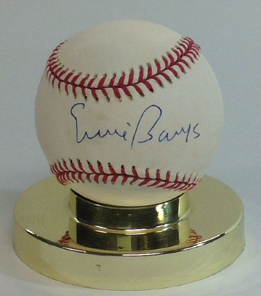 Ernie Banks Single Signed Baseball