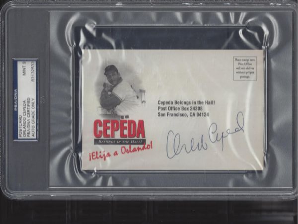 Orlando Cepeda Signed Postcard PSA 9 Mint