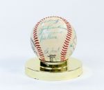 1960 New York Yankees Team Signed Baseball (25 Sigs Mantle Clubhouse)