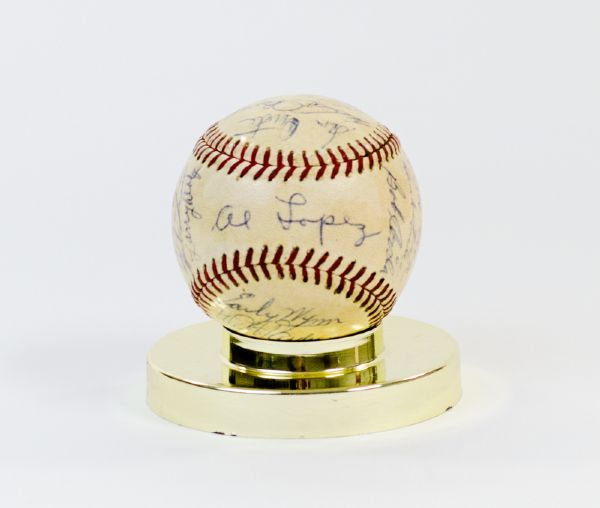 1955 Cleveland Indians Team Signed Baseball (24 Sigs)