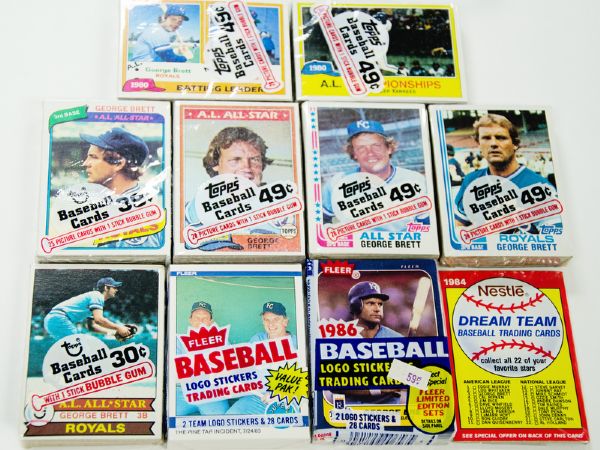 Topps Cello Pack Lot With Brett Cards Showing (1979, 80, 81, 82, etc.)