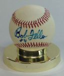 Lot of 2 single signed baseballs of Rollie Fingers & Bob Feller
