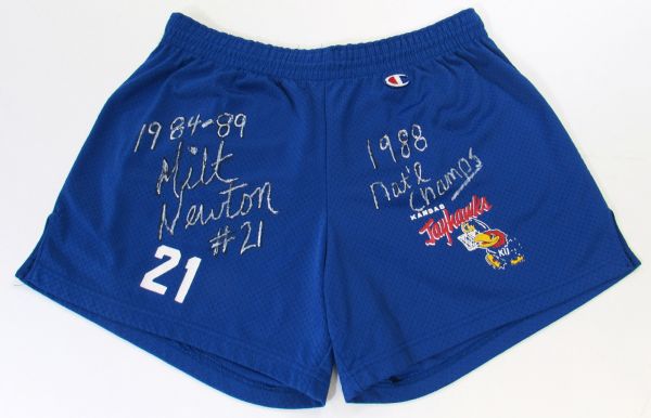 Mid-Late 1980s Milt Newton  Kansas Jayhawks Signed Game Used Practice Shorts