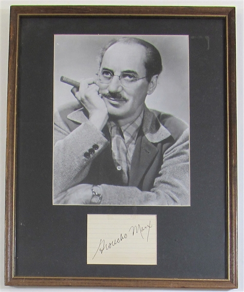 Groucho Marx Framed Signed Index Card Cut