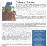 Whitey Herzog Signed 8x10 & MSHOF Program PSA