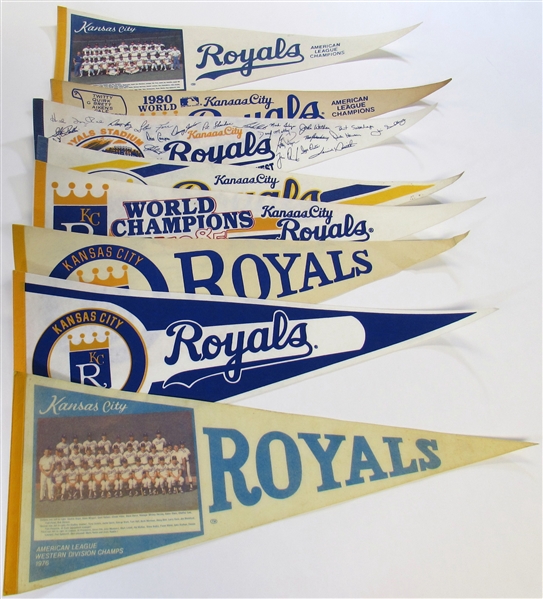 Lot of 8 Full Sized KC Royals Pennants