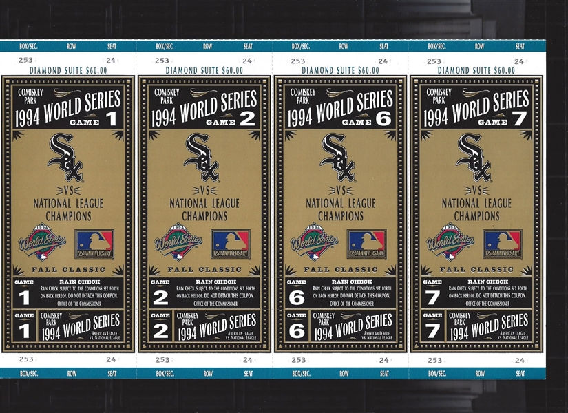 Lot Detail 1994 Full World Series Tickets Chicago White Sox