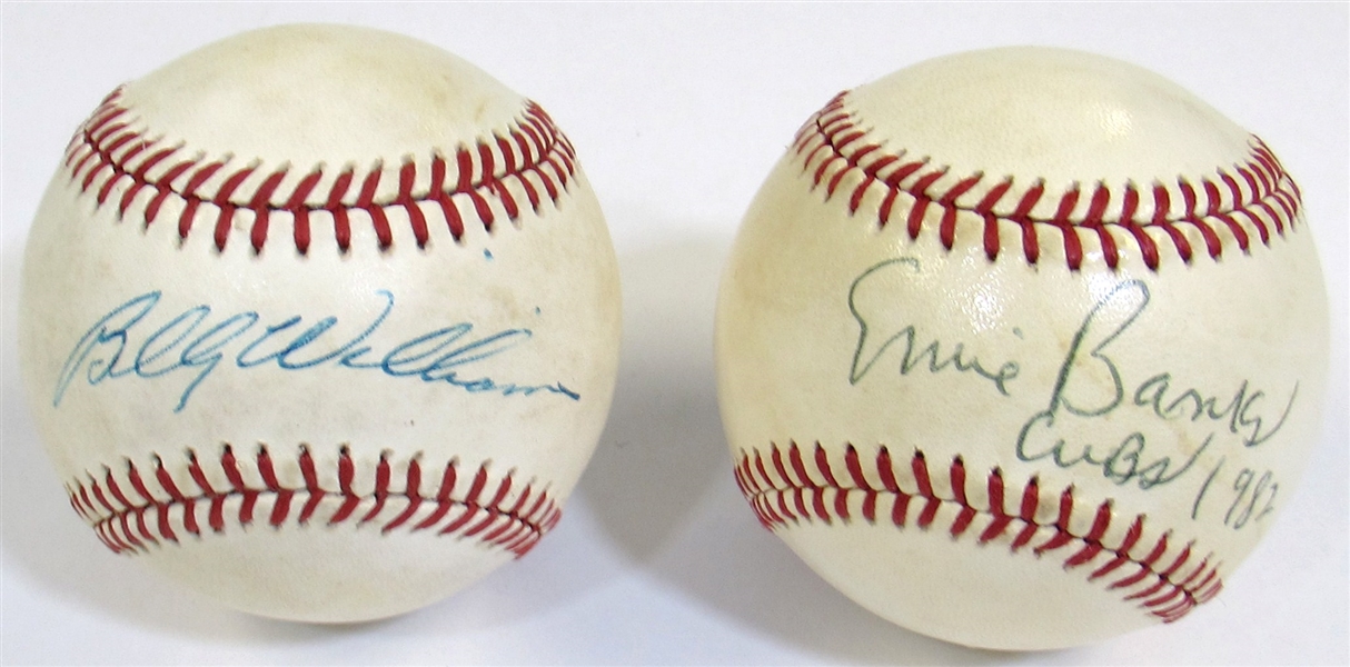 Lot Of 2-Ernie Banks and Billy Williams Signed Balls
