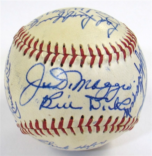 HOFers & Stars Signed Ball (20 Sigs-Mantle, DiMaggio, Paige, Dean, Waner, ETC)