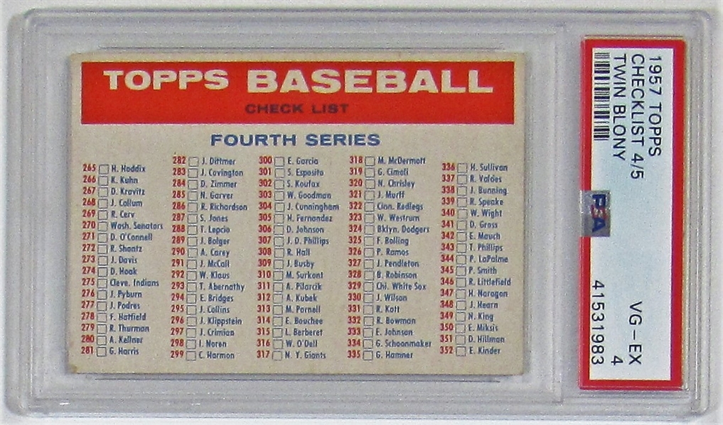 1957 Topps CL 4/5 Twin Blony PSA 4