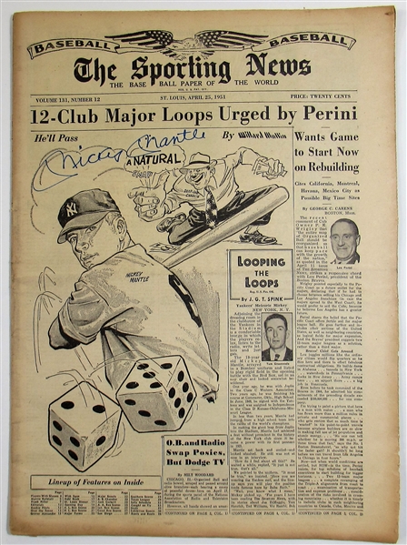 Mickey Mantle Signed Sporting News