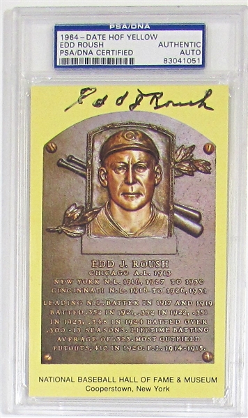 Ed Roush Signed HOF Postcard