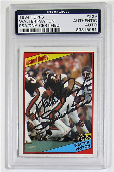 Walter Payton Signed 1984 Topps  Card PSA
