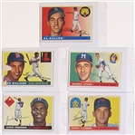 Lot Of 5-1955 Topps Basbell Hofers (Killebrew, Williams, Robinson, Kaline, & Spahn)