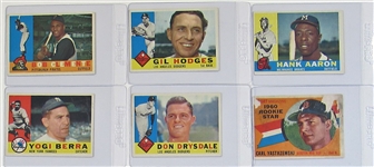 Lot Of 6-1960 Topps W/Hofers Cards (Yaz,Clemente,Berra, Aaron, Drysdale, & Hodges)