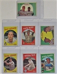 Lot Of 7-1959 Topps Hofers Baseball Cards (Banks, Robinson, Ford, Wynn, Etc)