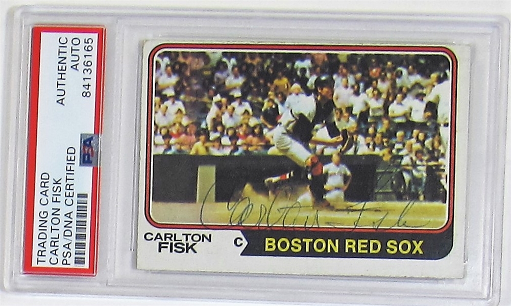 1974 Topps Carlton Fisk Signed Card