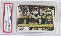 1974 Topps Carlton Fisk Signed Card
