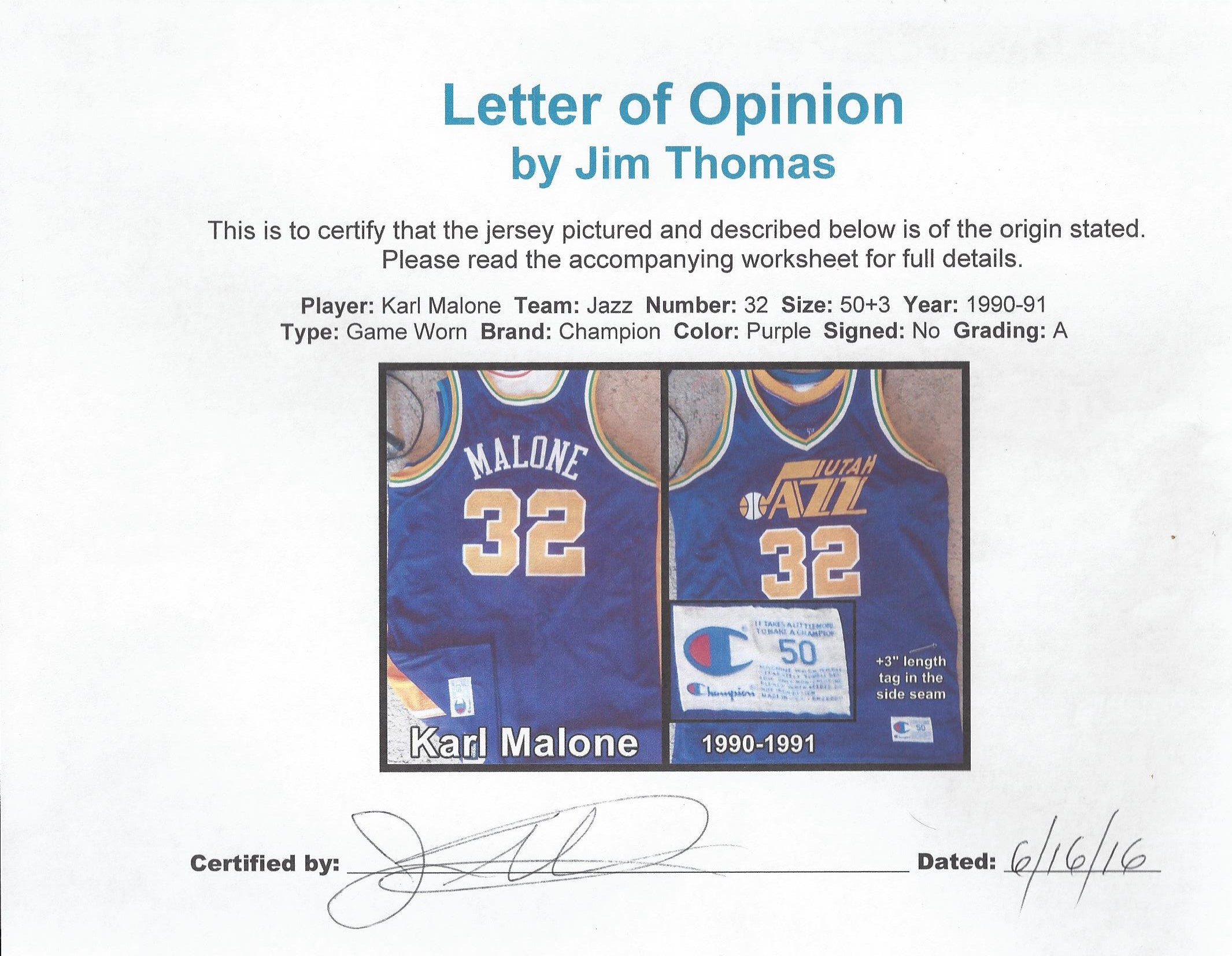 Lot Detail - 1998-99 Karl Malone Game Used Utah Jazz Road Jersey